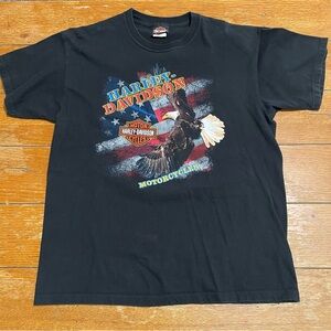 Harley-Davidson Black T-Shirt with American Flag Eagle Graphic